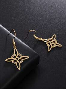 1 Pair Of Celtic Symbol Witch Knot, Bohemian Style Stainless Steel Pendant Charm, Fashionable Drop Earrings For Men And Women, Suitable For Everyday Wear, Christmas Gifts, Halloween Gifts - Multicolor - View 2