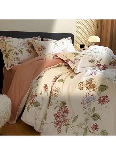 4-teiliger Bettbezug aus warmem Fleece mit Blumenmuster/kleinem rosa Karomuster, Bettbezug für Schlafsaalbettwäsche, Bettbezug mit AB-Seite, schickes Blumenmuster (1 Bettbezug, 1 Bettlaken, 2 Kissenbezüge) für Etagenbetten zu Hause und im Studentenwohnheim, Bettlakenset mit AB-Seite-Druck, flach, zwei Kissen, verblasst, geeignet für Schlafzimmer, Hotelzimmer, Schulwohnheim, Camping, Unisex, alle Jahreszeiten, Weihnachtsgeschenke, Muttertagsgeschenke