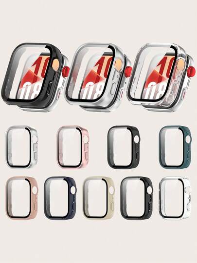 1 pieza Protector de pantalla de unicolor unisex + Funda protectora resistente a los arañazos, compatible con Huawei Watch Fit 4