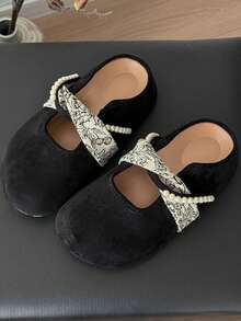 [Vintage Style] Cross Belt, Embroidered Ribbon, Mules, Loose Fashion, Indoor And Casual Outings, Women's Slippers - 黑色 - 查看 5