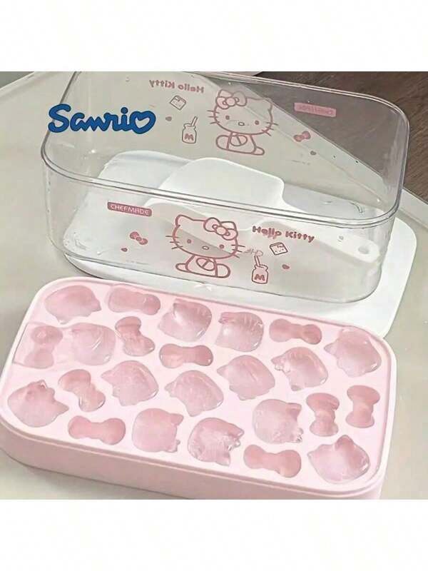 Sanrio Hello Kitty Sanrio Silicone Baking Mold Grid With Cover, Suitable For Kitchen Candy Cake Cute Cartoon Design, Perfect Shape Ice Cubes For Home Use