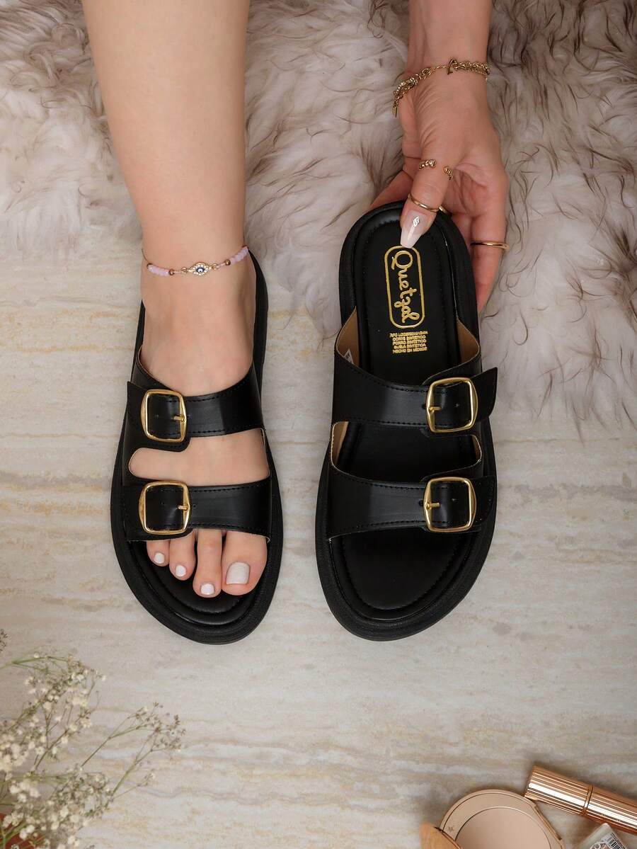 Women Flat Sandals - Black - View 1