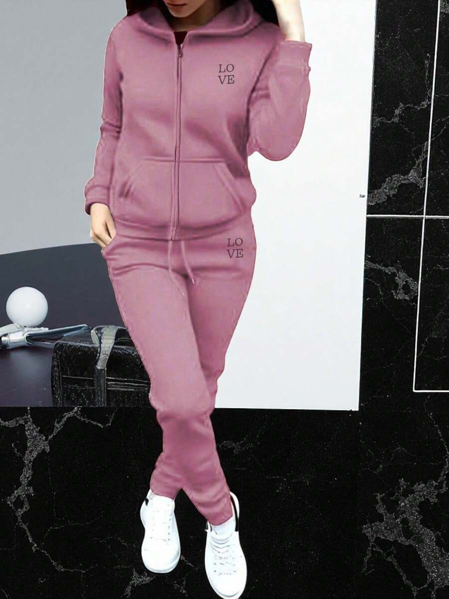 CONJUNTO PARA DAMA USO DIARIO COMODO CON BORDADO PEQUEÑO CON SUDADERA Y PANTALON LS - Granate - Ver 1