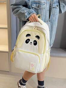 A Fashionable And Cute Panda Backpack For Women, Student Backpack, Travel Backpack, Cartoon And Playful Type, Finely Crafted Nylon Material, With Three-Dimensional Patterns. Multi Layer Design, Can Classify And Store Books And Stationery, Reduce Load, Breathable Shoulder Straps, Scratch Resistant And Wear-Resistant, Suitable For School, Outdoor Play, Parent-Child Travel, Interest Classes, Comic Exhibitions And Other Places