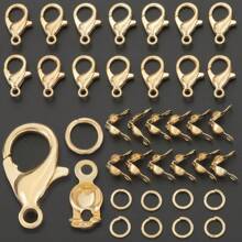 150pcs Golden/Silver/KChrome Gold/White/Gun Black/Random Color Zinc Alloy Lobster Clasp, Jump Ring And Findings Set For DIY Keychain, Key Rings, Bead Stringing, Pendants, Jewelry Craft Making Supplies