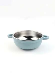 1 pezzo Scodella per bambini in acciaio inossidabile con ventosa, con manica in silicone rimovibile, antiscivolo e durevole
