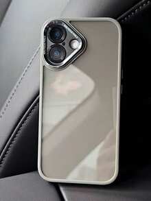 优质金属镜片简约黑边透明男女通用手机壳，适用于 16 Pro、15 Pro Max、14/13/12/11/4 Plus，全身保护套