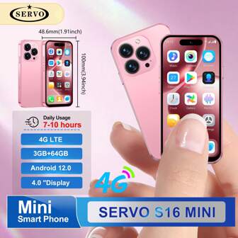 SERVO 3GB+64GB 4G LTE S16 Mini Smartphone, Android 12.0, Dual SIM, 2000mAh Battery, Face Unlock, 5.0MP+2.0MP Dual Camera, 4.0" Display, Compact Phone Size