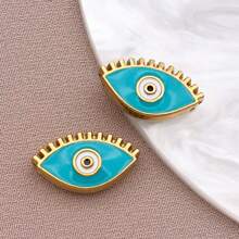 2pcs Fashion Enamel Stainless Steel Devil Eye Spacer Beads Charm High Quality Gold Plated Eye Spacer Beads Jewelry Findings For Necklaces, Bracelets, Earrings, Jewelry Making And DIY Crafts