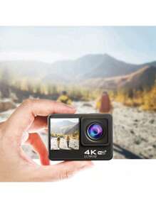 4K HD Sports Camera, Dual Screen Ultimate Experience With Rechargeable Battery, 32GB Memory Card And 170° Wide Angle Lens, Protective Case Included - Capture Your Adventures In Stunning Clarity And Detail, Extreme Sports, Modern Camera, Reliable Construction, Action Camera, Content Creators, Travel Vlogging, Compact Design, Highquality Lens, Adventure Seekers(Equipped With A 1050mAh High-Capacity Battery)