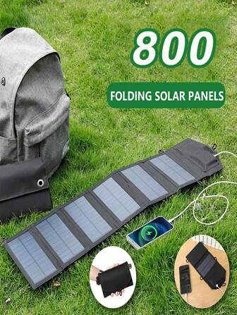 1PC Foldable Solar Panel Portable 2/4/6-Fold Solar Panels Charger USB Full Time Power Solar Panel Mobile Power Supply,20W Monocrystalline Silicon Solar Panel Folding Bag For Outdoor Portable Mobile Phone Charging And Power Generation Photovoltaic Panel