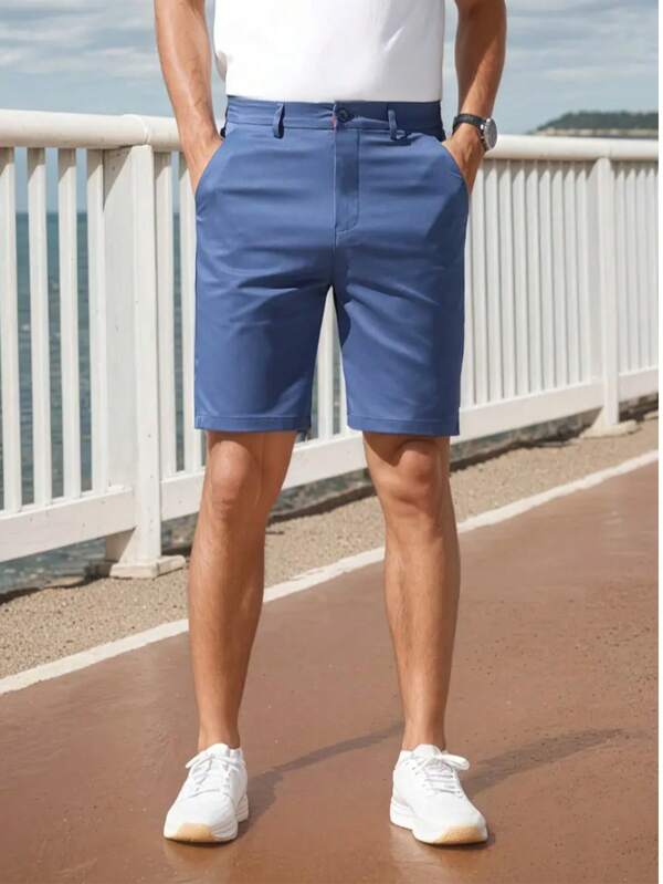 Men's Fashion Golf Casual Outdoor Shorts, Breathable Durable Versatile Bermuda Shorts, Solid Color Men's Shorts
