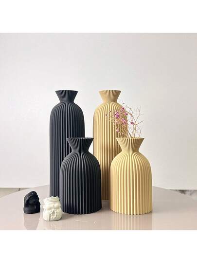 Wavy Texture Art Vase, Bohemian Flower Dried Indoor ative Entryway Office Vase Home Room Glass view 7