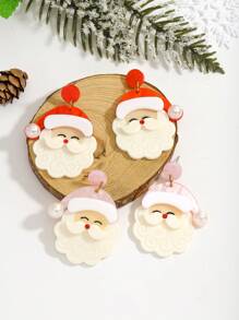 1 Pair Women's Holiday Earrings, Lightweight & Cute Acrylic Santa Claus Dangle Earrings, Suitable For Party, Holiday, Christmas Wear And Gift