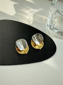 JOJELOO 1 paire de boucles d'oreilles rondes asymétriques scintillantes avec un design vague unique, convenant aux femmes, détachables et de couleurs contrastées