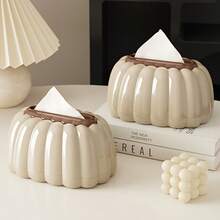 Elegant Beige Bread-Shaped Tissue Box Holder - Durable PP, Easy-To-Use Design For Restaurant And Living Room Decor, Minimalist Home Decor, Oval Luxury & Refined On-The-Go, European & American Luxury PU Leather Tissue Box Home Decor, Mother's Day Gift