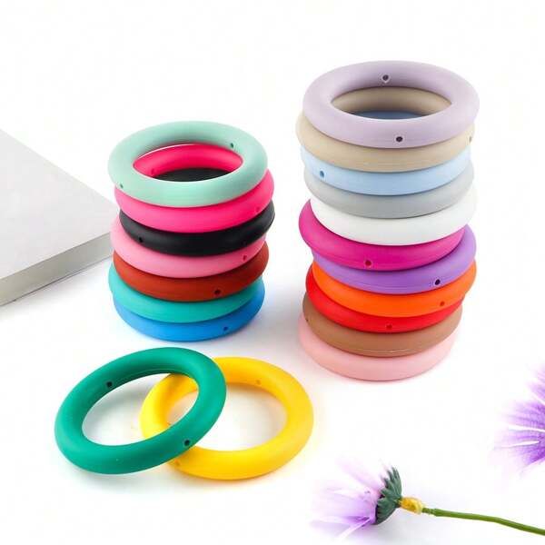 20PCS, Color Random Mixed Color, Silicone O-Ring Set With Holes Suitable For DIY Keychains, Bead Chain Hanging Ropes,  Necklace Pendants - Handmade Accessories