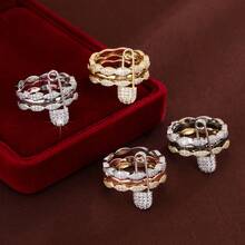 1 buah Cincin Sederhana 3 Lapis yang Dapat Dipisahkan dengan Batu Zirkonia Sintetis untuk Wanita - MultiWarna - View 9