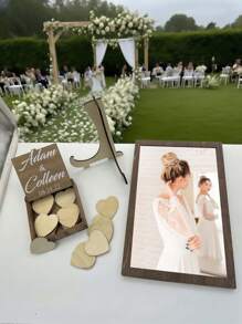 32pcs Personalized Photo Marriage Signature Frame Set, Stores Love Notes From Guests, Wedding Guest Book, Home Decor For Bedroom, Modern & Stylish, Ideal Gift For Him, Her, Boyfriend, Girlfriend, Dad, Mom, Family, Friends, Anniversary, Valentine's Day, Mother's Day, Back To School, Christmas, Halloween, Ramadan, Birthday, Father's Day, Graduation, Housewarming, Restaurant, Living Room, School