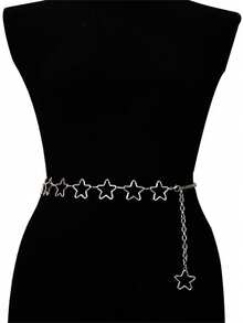Fashionable Versatile Hollow Five-Pointed Star Waist Chain Accessory Fall, Autumn, Halloween - Silver - View 10