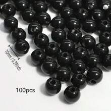 1 Pack 20-500pcs 6-16mm Black Acrylic Round Beads With Hole, Suitable For DIY Jewelry Making, Bracelet And Craft Accessories