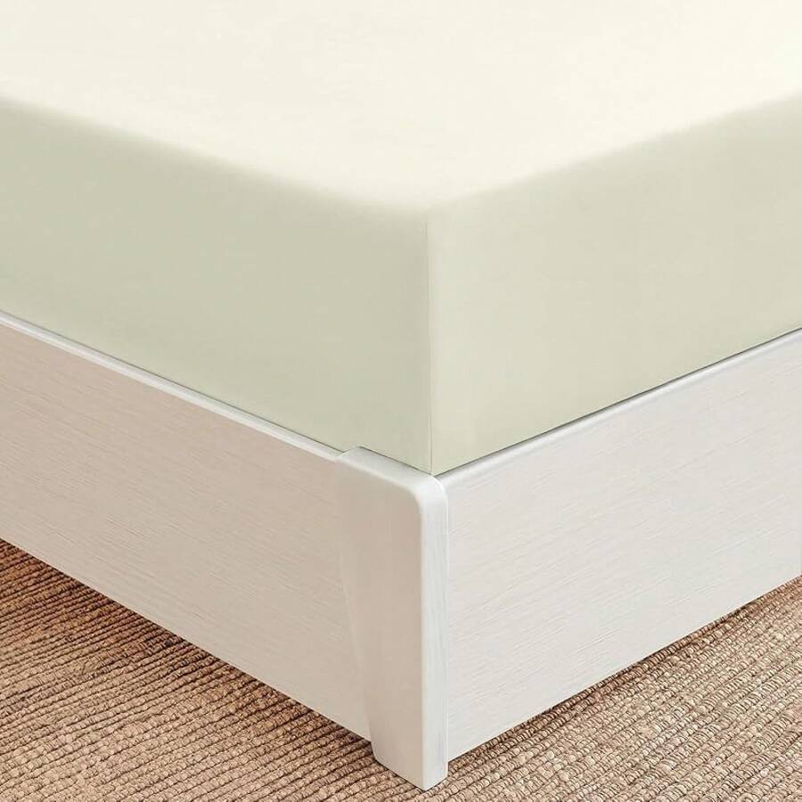 Mellanni King Fitted Sheet - Iconic Bedding Sheets With Up To 16 Inch Deep Pocket - Soft & Cooling - Fade & Stain Resistant - 1 PC (King, Light Blue) - 1128 Golden Ivory - 查看 1
