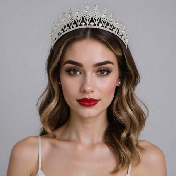 1pc Korean Style Alloy Crown, High-End Bridal Headpiece For Wedding, Multiple Color Options, Elegant Hair Accessories Suitable For Various Occasions, Luxury Jewelry