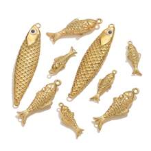1pc Stainless Steel Fashion Design Small Fish Big Fish Pendant DIY Necklace Earrings Jewelry Accessories Making Gift