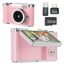 Cámara digital con zoom digital 8X, cámara para vlogging con pantalla IPS de 2.4 pulgadas, recargable, cámara profesional para adolescentes y principiantes, con lector de tarjetas, OTG, compatible para tomar fotos, grabar videos y usar como webcam. Regalo ideal para Acción de Gracias, Navidad, Año Nuevo, Temporada de Graduación, Día del Niño, Festival de Mediados de Verano, 66 Grandes, Día del Padre, Primer día de Verano, Día de la Independencia y Temporada de Regreso a Clases