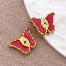 2pcs Fashion Enamel Stainless Steel Devil Eye Spacer Beads Charm High Quality Gold Plated Eye Spacer Beads Jewelry Findings For Necklaces, Bracelets, Earrings, Jewelry Making And DIY Crafts