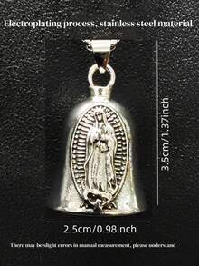 AD 1 件浅灰色摩托车自行车铃铛配件，安全骑行保护，复古朋克摩托车天使铃铛，不锈钢电镀幸运骑行铃铛，圣母玛利亚 - 淺灰色 - 查看 5