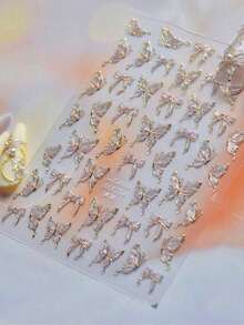 1pc Shiny Butterfly Nail Art Sticker, Delicate Butterfly Nail Sticker, DIY Thin Hard Nail Decoration Sticker - Multicolor - View 4