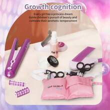 儿童角色扮演吹风机和直发器发型设计套装玩具，公主化妆美容沙龙装扮玩具套装，适合女孩的礼物