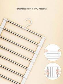 1 buc Cuier portabil de depozitare pentru haine, cuier multifuncțional pentru pantaloni, scară agățată, cuier pliabil pentru pantaloni, cuier din oțel inoxidabil, clemă pentru pantaloni, depozitare multistrat, fără urme, cuier agățat pentru pantaloni (acest produs trebuie asamblat singur. Instalarea este simplă și ușor de utilizat), pantaloni eleganți, pantofi, blugi, cizme, fustă, primăvară, minimalist, topuri de vară