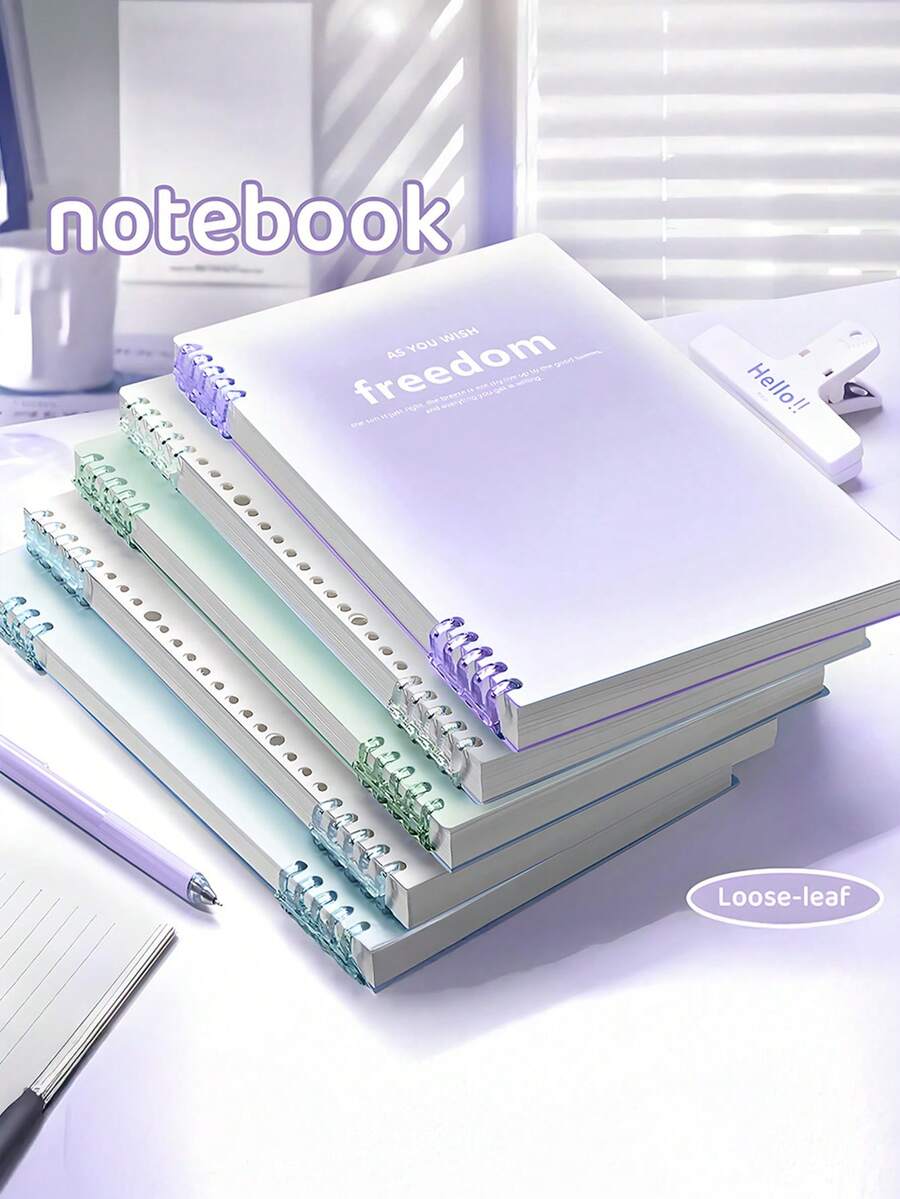 1 件随机颜色 A5 活页笔记本，可拆卸厚笔记本，开学必备文具