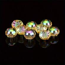 50pcs Aurora Iridescent Faceted Glass Beads For DIY Bracelets, Necklaces, Jewelry Accessories, DIY Holiday Gifts