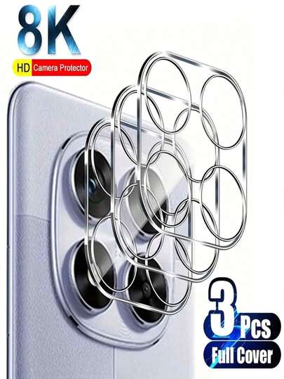 Set de 3 protectores de lente de cámara de cobertura completa compatibles con Redmi Note 14 Pro 4G 5G 13 Pro 12 13 Pro+ 12 Pro+ Mi 14T 13T Pro 11 Lite 5G NE, Película protectora de vidrio templado de 9H de dureza, anti-arañazos, anti-huellas, compatible con carcasas