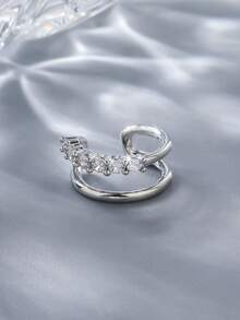 1 件男女通用炫酷个性化锆石十字架袖口耳环，无耳耳环