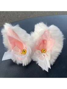 2 pièces Décoration de casque avec oreilles de chat et clochette dorée, oreilles en peluche pour casque, accessoires de casque de moto de ski, oreilles de chat pour casque, accessoire adhésif en peluche pour casque de vélo et de moto, décoration de casque pour Noël, Halloween, Jour des Morts