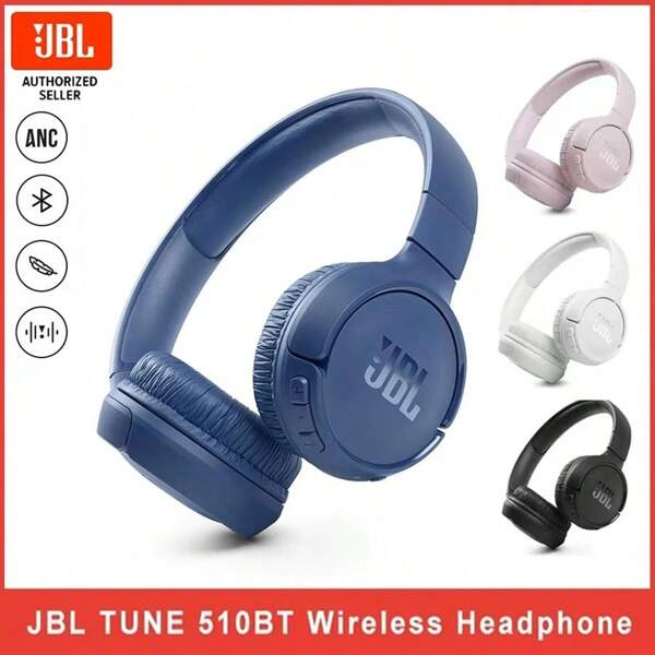 JBL Auriculares Bluetooth JBL Tune 510BT con hasta 40 horas de duración de la batería, plegables y micrófono cómodo para llamadas, compatible con Android e iOS