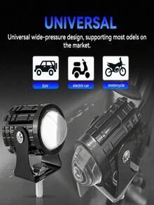 1pc For Auxiliary Spotlight Lamp Moto Fog Light Accessories Motorcycle Mini Driving Light Headlight Universal Dual Color ATV Scooter - Black - View 5