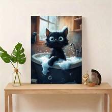 黑猫钻石画套装，5D DIY 马赛克全钻水钻刺绣工艺用品，手工礼物，家居装饰墙面艺术，让您享受钻石画的轻松体验，无需画框 - 彩色 - 查看 7