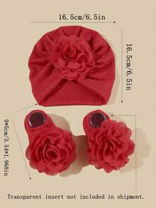 2 Stücke/Packung 0-6 Monate Baby Blumen Mütze & Socken Set, super weiche Baby Beanie Mütze und Socken Kombination, Neugeborenen Geschenk, ganzjährig - Verschiedenfarbig - Übersicht 6