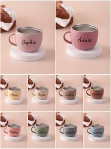 1 buah Cangkir Silikon Bayi dengan Nama yang Dapat Disesuaikan, Bagian Dalam dari Stainless Steel, Cangkir Minum untuk Latihan Makan Sendiri Bayi, Perlengkapan Makan Bayi - MultiWarna - View 2
