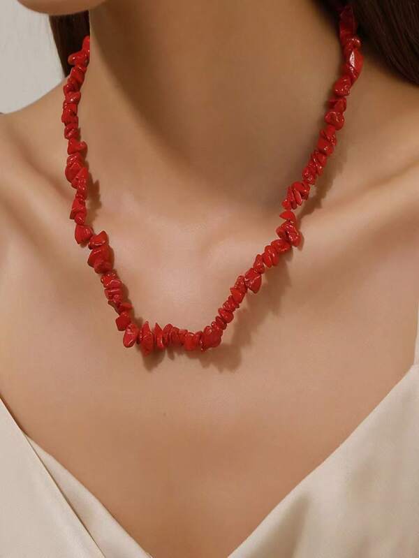 1 pièce Collier pendentif en pierre asymétrique de style bohème, convient pour le port quotidien/vacances/fête des femmes