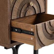COZAYH Farmhouse 2-Drawer Nightstand, Accent Wooden Nightstand With Circle Pattern And Radioactive Wood Lines, Mid-Century Nightstand For Bedroom, Natural Wood Color - Tủ đầu giường 2 ngăn kéo - Xem 10