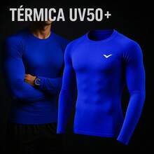 Thermal Shirt Second Skin T-Shirt UV Protection Compression Cold Heat Men's Blouse - Xanh đậm - Xem 1