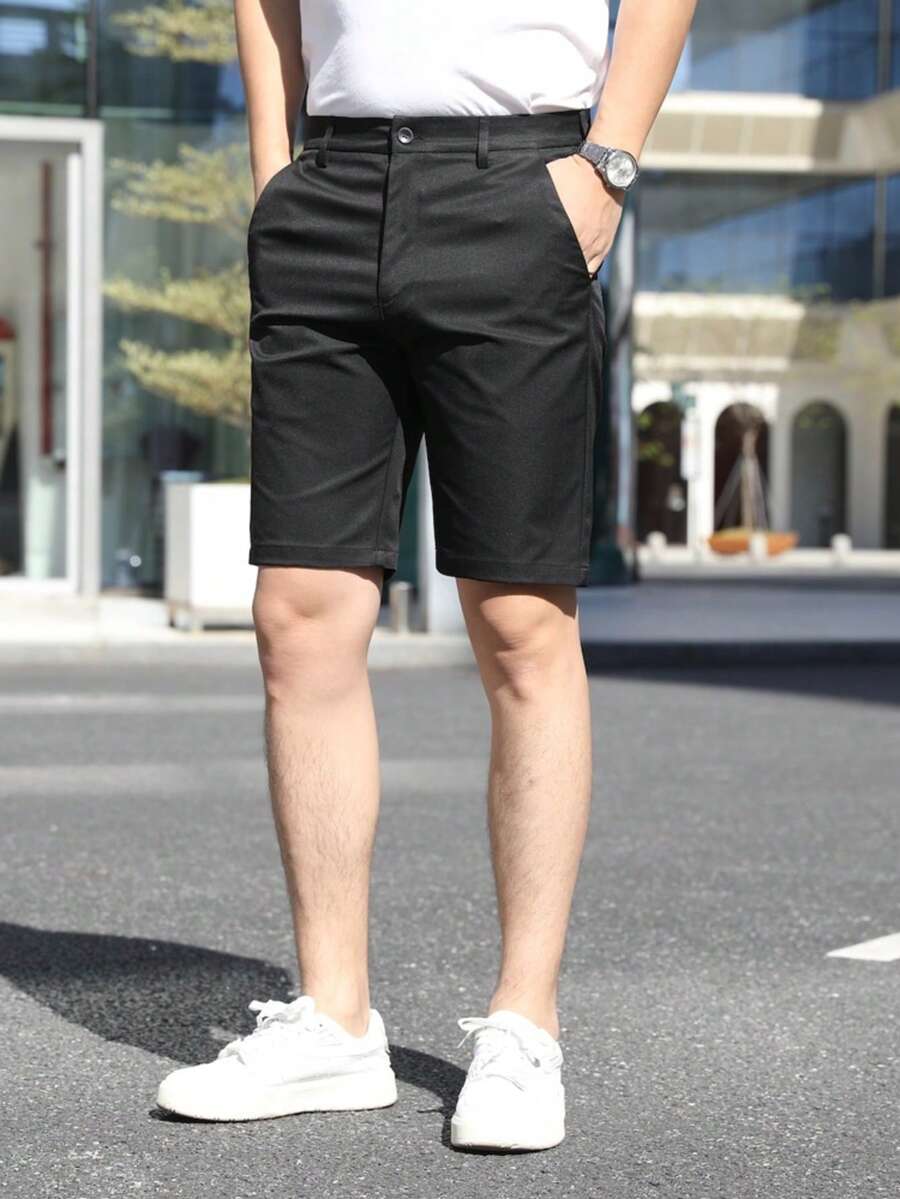 Men's Fashion Golf Casual Outdoor Shorts, Breathable Durable Versatile Bermuda Shorts, Solid Color Men Shorts