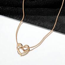 1 pieza Collar colgante con diseño de corazón hueco minimalista de lujo, gargantilla simple y elegante, collar versátil para superposición, regalo de cumpleaños para amiga
