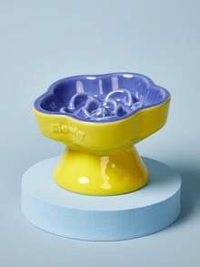 PETSIN 寵物慢進食碗，陶瓷升高貓/狗碗，防噎食，防濺，頸部保護，帶斜口設計，適用於小型犬和貓